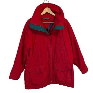 Vintage River Edge Red/Teal Jacket Size L Multicolor Plaid 80’s Snow